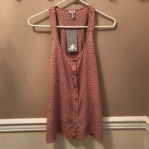 SPLENDID gray and red dotted racer back top Size S